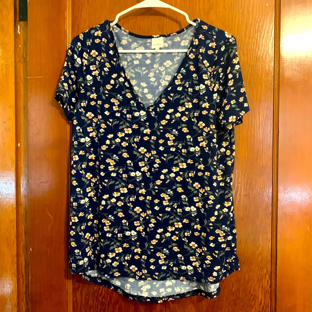 Kaileigh Navy Blue Floral Blouse